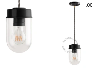 czarna lampa wisząca porcelana ze szklanym kloszem