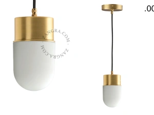 lampada a sospensione in ottone - paralume in vetro - Ø 8,5 cm
