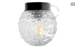 sort bakelit væg- eller loftslampe – glas skærm - Ø 9 cm