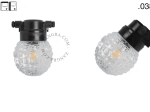 zewnętrzna lub łazienkowa czarna lampa ścienna - szklany klosz - IP54