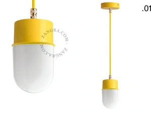 lámpara colgante amarilla - pantalla de vidrio - Ø 8,5 cm