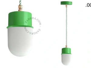 zielona lakierowana lampa wisząca ze szklanym kloszem - oprawka Ø 8.5 cm