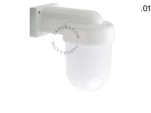 zewnętrzna lub łazienkowa lampa ścienna biała porcelana ze szklanym kloszem - IP54