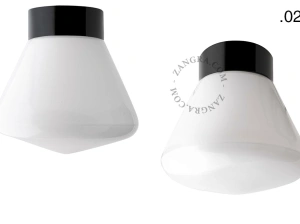 candeeiro de parede ou de teto em porcelana preta - abajur de vidro - Ø 10cm - IP54
