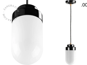 Art Deco pendellampa i svart porslin Denim