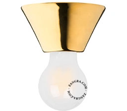 væg- eller loftslampe i forgyldt porcelæn