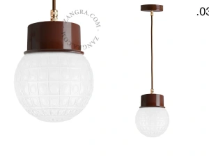 brun pendellampe - glasskærm - Ø 10 cm