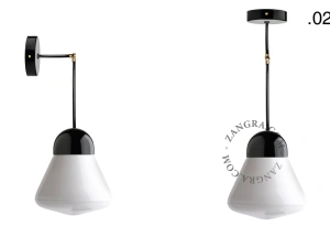 lámpara o aplique de porcelana negra - pantalla de vidrio
