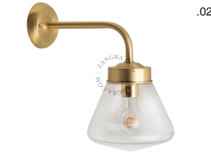lampada da parete in ottone per esterni o per bagno – paralume in vetro - IP43