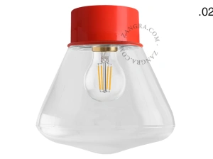 rød væg eller loftslampe - glas skærm - Ø 10 cm