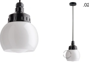 snoerlamp met glazen kap
