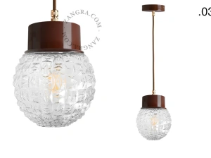 brun pendellampe - glasskærm - Ø 10 cm
