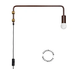 aplique de pared con brazo giratorio - marrón