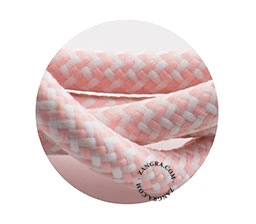 cabo têxtil - zigzag branco e cor-de-rosa bebé