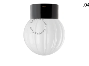candeeiro de parede ou de teto em porcelana preta - abajur de vidro - Ø 10cm - IP54