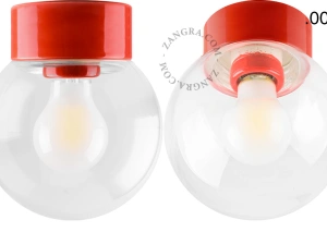 Leuchte David aus rotem Porzellan - Ø 10 cm