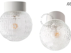 candeeiro de parede ou de teto em porcelana branca - abajur de vidro - Ø 10cm - IP54