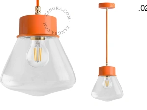 orange pendellampe - glasskærm - Ø 10 cm