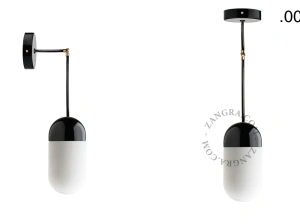 lámpara o aplique de porcelana negra - pantalla de vidrio