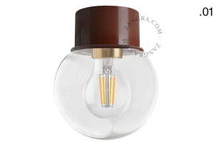 brun væg eller loftslampe - glas skærm - Ø 8 cm