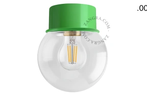 applique ou plafonnier vert - globe en verre - Ø 10 cm