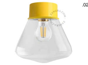 lampa ścienna lub sufitowa żółta - szklany klosz - Ø 10cm