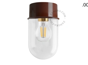 brown wall or ceiling light - glass shade - Ø 10 cm
