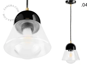 black porcelain pendant light - glass shade