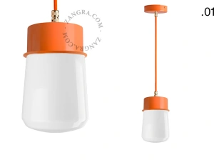orange pendellampe - glasskærm - Ø 10 cm
