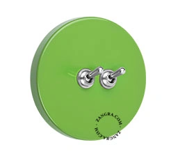 green switch - double two-way or simple nickel-plated toggle switch