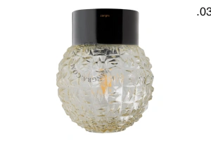 candeeiro de parede ou de teto em porcelana preta - abajur de vidro - Ø 10cm - IP54