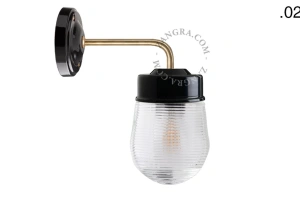 applique en porcelaine noire avec globe en verre
