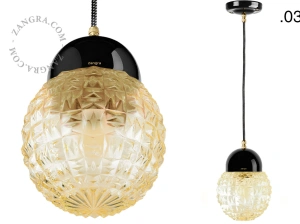 black porcelain pendant light - glass shade