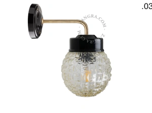 applique en porcelaine noire avec globe en verre