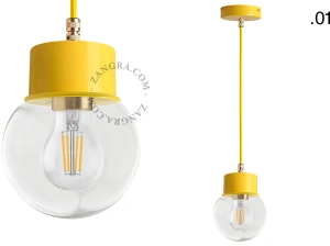 candeeiro suspenso amarelo - abajur de vidro - Ø 8,5cm
