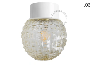 lampa ścienna lub sufitowa biała - szklany klosz  - Ø 10 cm