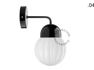 applique en porcelaine noire - globe en verre