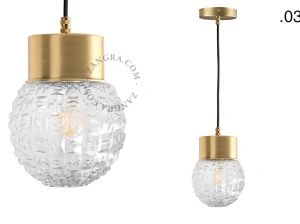 brass pendant light - glass shade - Ø 10 cm