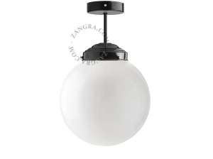 sort loftslampe - glas skærm