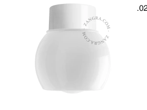 lampa ścienna lub sufitowa biała - szklany klosz  - Ø 10 cm