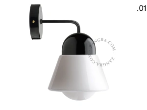 applique en porcelaine noire - globe en verre