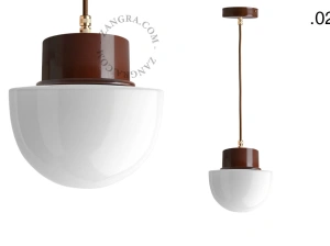 brun pendellampe - glasskærm - Ø 10 cm