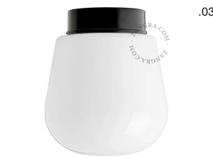 sort bakelit væg- eller loftslampe – glas skærm - Ø 9 cm