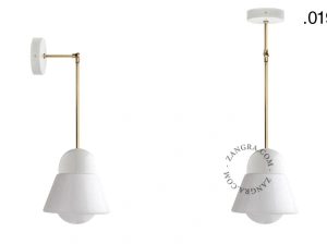 lampada in porcellana bianca - paralume in vetro