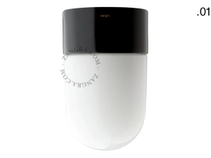 candeeiro de parede ou de teto em porcelana preta - abajur de vidro - Ø 10cm - IP54