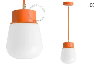 orange pendellampe - glasskærm - Ø 10 cm