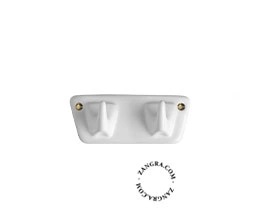 white porcelain 2-hook coat hanger