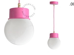lámpara colgante rosa - pantalla de vidrio - Ø 10 cm