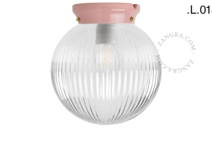 candeeiro Art Deco Chaella de porcelana cor-de-rosa