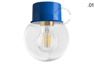 blaue Wand- oder Deckenleuchte - Glasschirm - Ø 8 cm